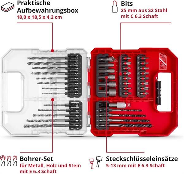 Einhell L-Case 40 Parçalı Bits Uç Matkap Seti 109053