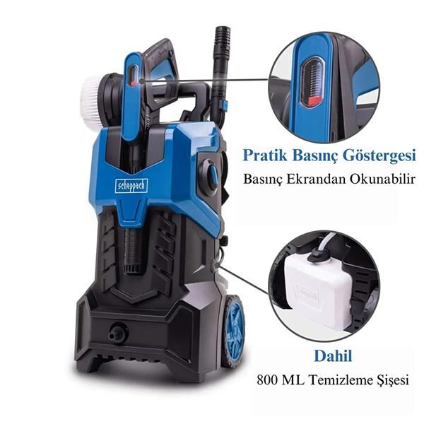 Scheppach HCE3000 Yüksek Basınçlı Yıkama Makinası 180 Bar 2400W